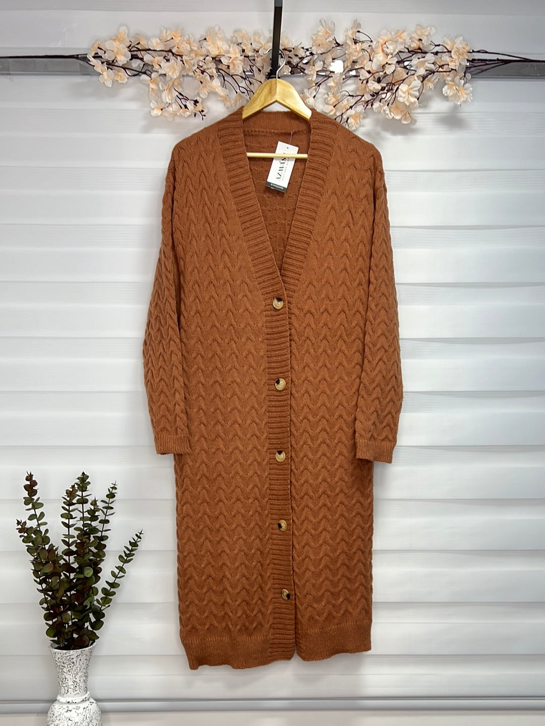 Cárdigan largo tipo tejido