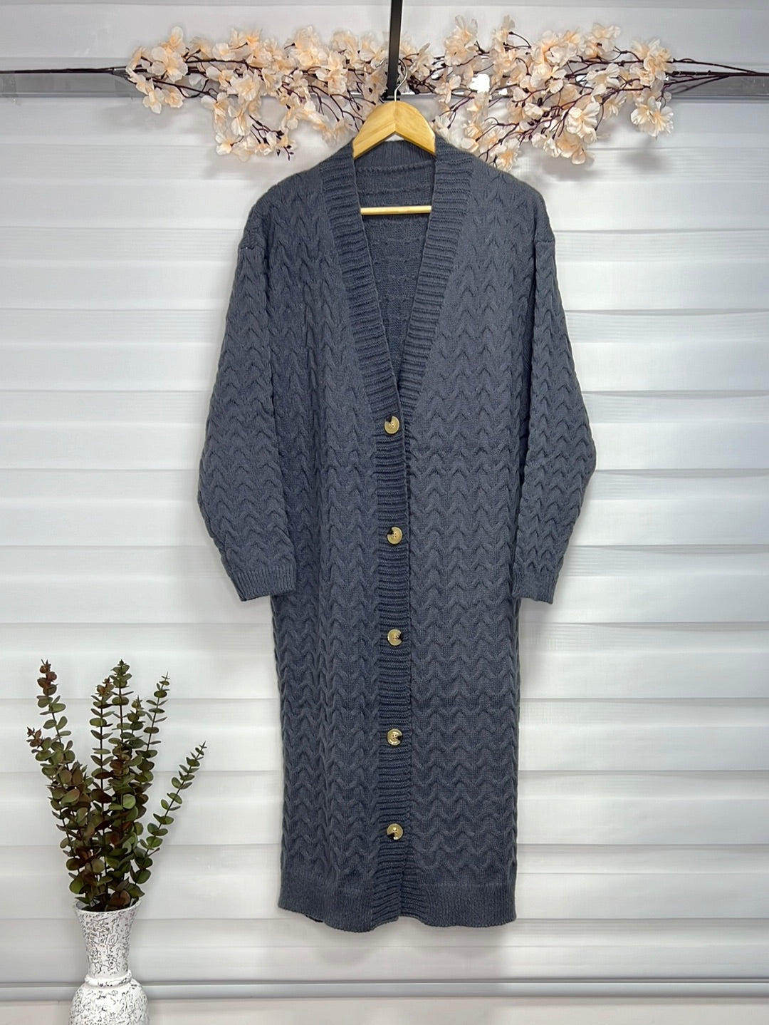 Cárdigan largo tipo tejido