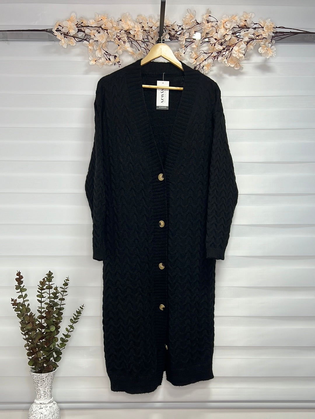 Cárdigan largo tipo tejido